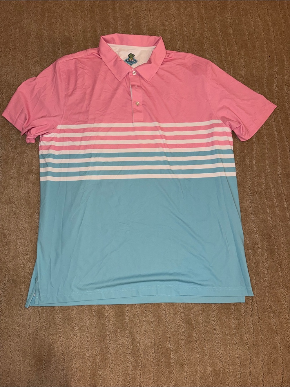 chubbies Pink and Light Blue Striped Polo